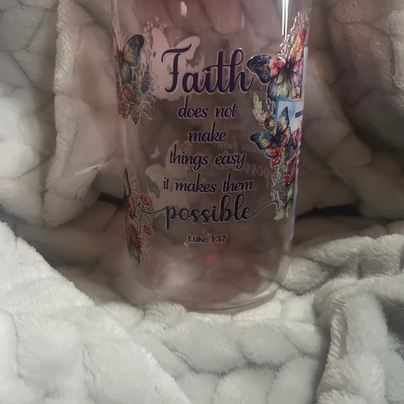 Faith 16 ounce Libby tumbler with butterflies - Picture 4 of 4